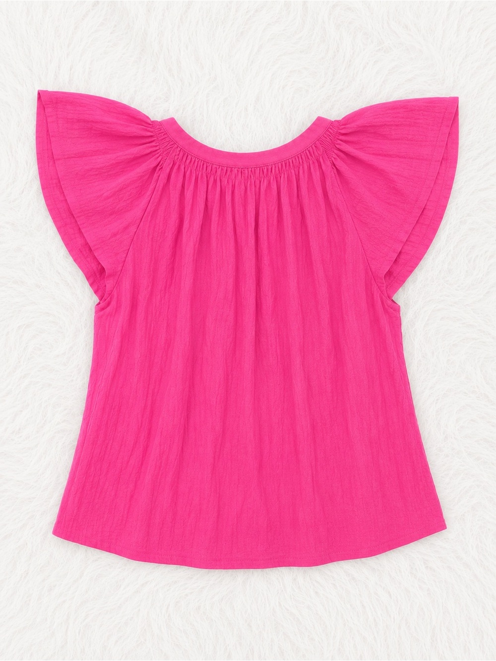 LOFT Hot Pink Flutter Sleeve Blouse Small | Cottagecore Boho Feminine Summer Top - Picture 2 of 3